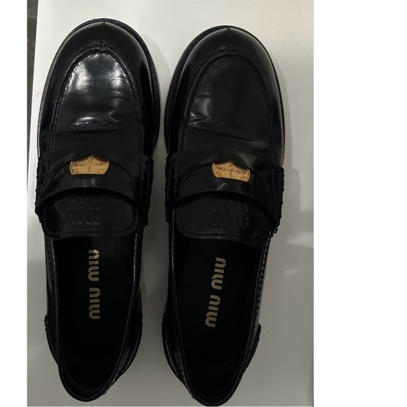Miu Miu Shoes - Miu Miu Women’s 7.5 Black Leather Penny Loafers